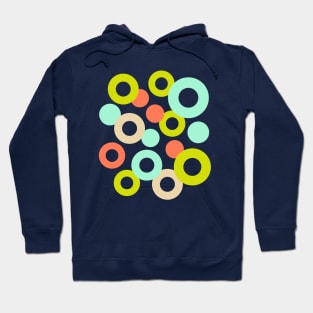 DROPS Polka Dots Rings Geometric Mid-Century Abstract in Retro Green Mint Orange Cream Midnight Blue - UnBlink Studio by Jackie Tahara Hoodie